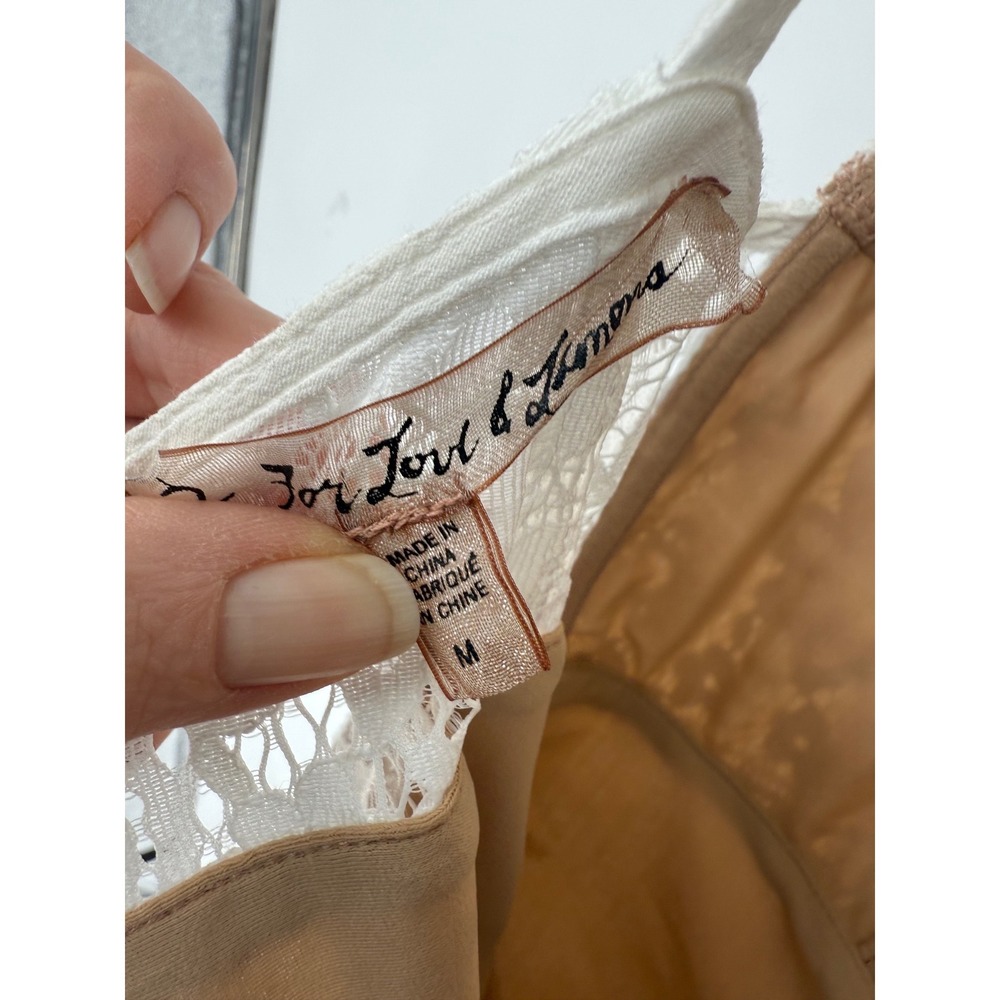 For‎ Love and Lemons White Lace Midi Dress Deep V Neck Size M Sheer Fairy Bride - Picture 8 of 16